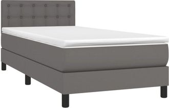 vidaXL Cama Box Spring Y Colch&oacute;n Led Cuero Sint&eacute;tico Gris 80x200 Cm Vidaxl