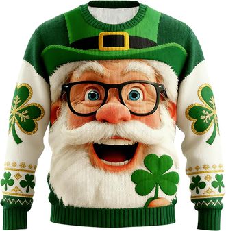 Generic St Patricks Day Jumper For Men Crew Neck Sweatshirt Long Sleeve Pullover With Saint Patricks Day Print Casual Soft Blend Top Holiday Comfort Holiday C