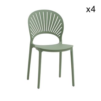 Konte Design Lote de 4 sillas de polipropileno verde, apilables