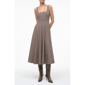 Staud Wells Houndstooth Fit & Flare Midi Dress at Nordstrom Rack, Size 12