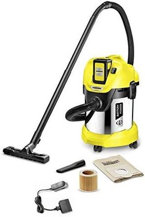 Karcher K&auml;rhcer Wd 3 Battery Set Aspirador Multiusos Con Bater&iacute;a Y Sin Control De Encendido, Metal, 300w, 17l Dep&oacute;sito