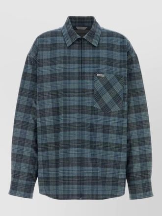 Balenciaga oversize flannel shirt checked pattern pocket