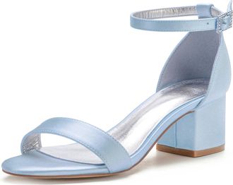 Miyoopark Comfortable Wedding Shoes for Women Block Low Heel Evening Sandals M534 Sky Blue UK 6.5