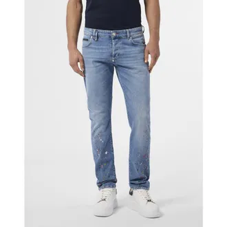 Philipp Plein Super Straight Cut Jeans Paint Men in Mykonos at Nordstrom, Size 40