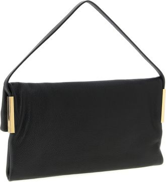 Elisabetta Franchi Hammered Leather Shoulder Bag - Black