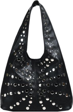 Generic Trendy Polka Dot Studded Bucket Bag for Women, Cool Casual Convertible Armpit Shoulder Tote Bag