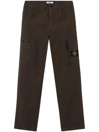 Stone Island Cotton Elastic Waistband Zipper Pocket Straight-Leg Pants