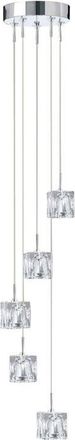 Searchlight Ice Cube - Colgante de racimo en espiral de 5 luces led Cristal cromado - Searchlight