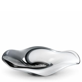 SIA D&eacute;co Plato decorativa de vidrio soplado en blanco, gris y negro D41