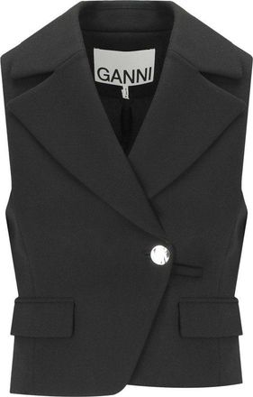 Ganni GILET IN CREPE NERO GANNI