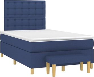 vidaXL Cama Box Spring Con Colch&oacute;n Tela Azul 120x200 Cm Vidaxl