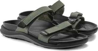 Birkenstock Womens Birkenstock Sahara Sandals Futura Khaki Birko-Flor Slide HTAT351