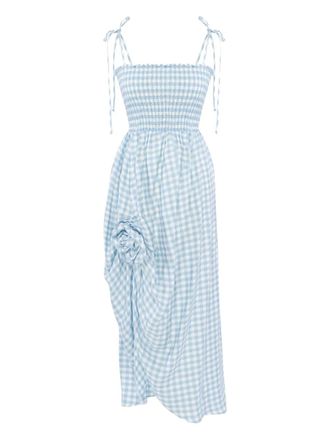 Sleeper gingham-pattern midi dress - women - Linen/Flax/Viscose - M - Blue
