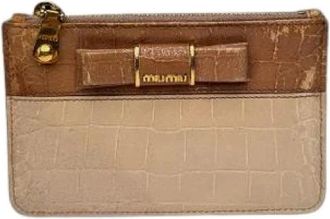 Miu Miu Pre-owned Vintage Cardholder - Dames - Vintage Accessoires - Beige - ONE Size - Leer - Vintage