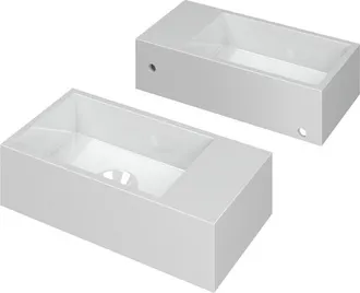 Bernacchini Versus Fontein - 36x18x9cm - wasbak links - 0 kraangaten - polystone wit glans
