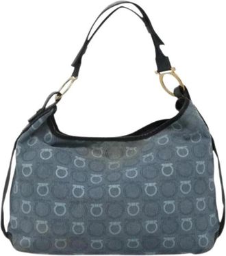 Ferragamo Pre-owned Canvas Schoudertas - Dames - Vintage Schoudertas - Blauw - ONE Size - Vintage
