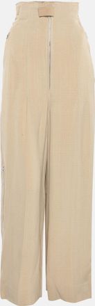 Jacquemus Beige Silk Blend High Rise Le Papier Trousers