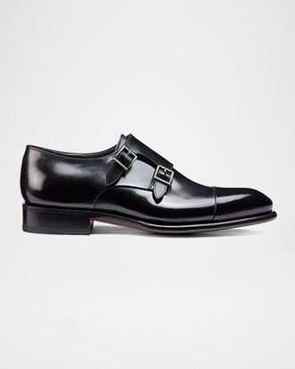 Santoni Men & apos;s Ira Double-Monk Leather Shoes