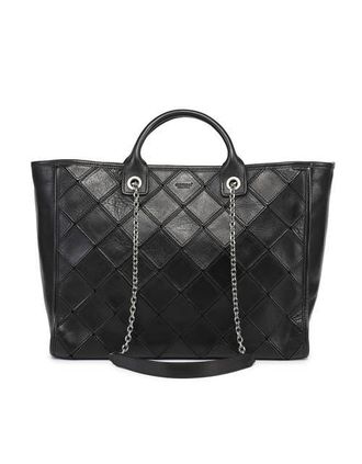 OLD TREND Mermaid Genuine Leather Oversized Carryall Tote in Black at Nordstrom