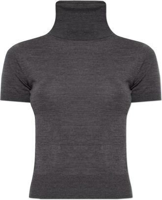 Dsquared2 Wol trui met coltrui en korte mouwen - Dames - Coltruien - Grijs - S - Wol - Truien & Vesten
