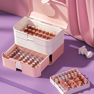Infinite Tragbare, Zweist&ouml;ckige Kosmetikbox Mit Griff, Gro&szlig;es Fassungsverm&ouml;gen F&uuml;r Make-up, Nagellack - Organizer-box Aus Kunststoff F&uuml;r Haaraccessoires - 2500