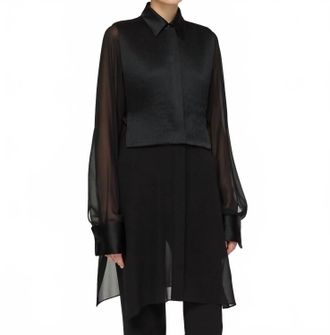 Lafayette 148 New York Convertible Tuxedo Tunic Vest Blouse In Black