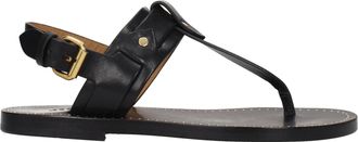 Isabel Marant Black Leather Flip-Flop Womens Sandals