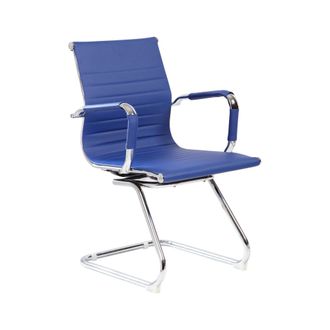 Dmora Dmora - Silla De Oficina Dfusett, Silla De Oficina Para Sala De Espera Con Reposabrazos, Silla Ergon&oacute;mica Para Sala De Espera, 62x54h89 Cm, Azul