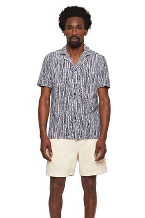 Orlebar Brown Fern-Patterned Cotton Shirt - Navy