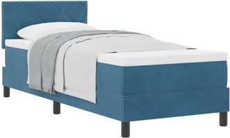 vidaXL Box Spring Bed with Mattress Dark Blue 80 x 200 cm Velvet vidaXL