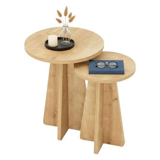 Dmora Mesa De Caf&eacute; Eridani, Mesa De Centro Baja, Revistero Para Sof&aacute;, Estante De La Sala De Estar, 40x40h50 Cm, Roble, Con Embalaje Reforzado - Dmora