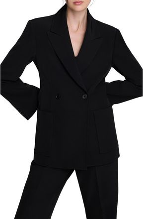 Kenneth Cole Luxe Twill Double Breasted Blazer in Black at Nordstrom, Size X-Small