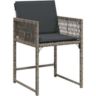 vidaXL Vidaxl - Sillones De Jard&iacute;n Con Cojines 4 Uds Rat&aacute;n Sint&eacute;tico Gris