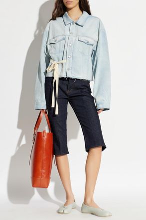 Maison Margiela Denim Jacket With Raw Edge Finish, Womens, Blue