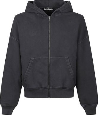 Palm Angels Black Logo Zip Hoodie