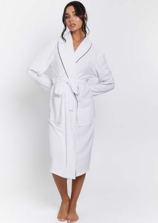 Loungeable Vestaglia leggera in spugna bianca-Bianco