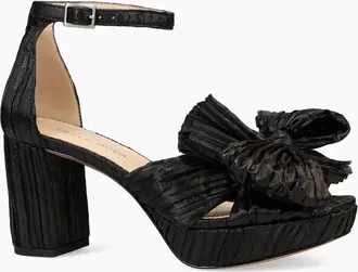 Pelle Moda Womens Amalie Ankle Strap Platform Sandal In Black Pleated Fabric