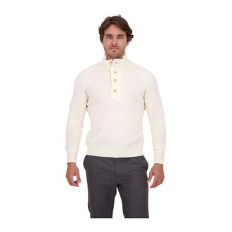 Gran Sasso Turtlenecks, male, White, Size: L Col Montant Polo Zip