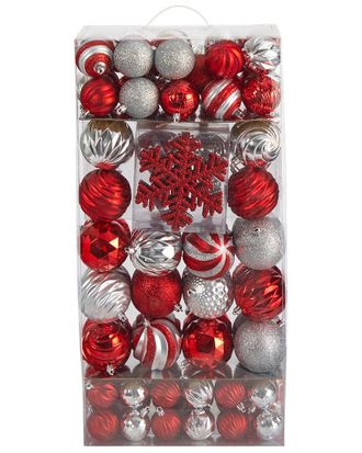 Nearly Natural Holiday Deluxe Shatterproof 81-Count Christmas Tree Ornaments