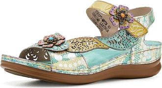 L'Artiste by Spring Step Script Womens Wedge Shoes Mint Green : EU 41 (US Womens 9.5-10) M, Leather