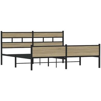 vidaXL Vidaxl - Estructura De Cama Sin Colch&oacute;n Metal Roble Sonoma 180x200 Cm