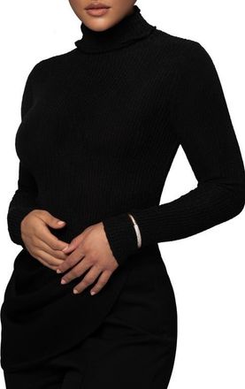 JLUXLABEL Carli Turtleneck Rib Top in Black at Nordstrom, Size Medium