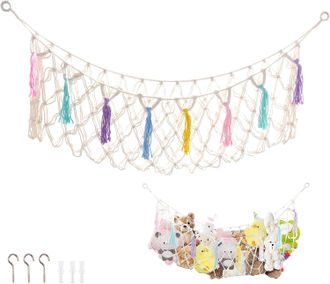 OEM Red De Almacenamiento Para Peluches, Hamaca Con Sistema De Suspensi&oacute;n De Cuerda De Algod&oacute;n Y Ganchos, Para Juguetes De Peluche, Juguetes, Habitaci&oacute;n I