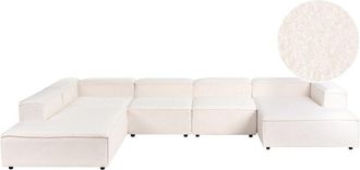 Beliani Sof&aacute; Moderno Derecho 5 Plazas Modular Con Patas Negras Boucl&eacute; Blanco Crema Ardal