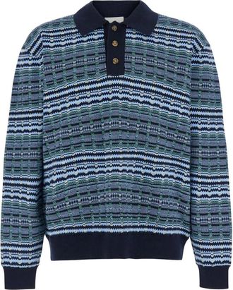 Dr&ocirc;le de Monsieur Polo Kraag Gestreept Sweater - Heren - Polos - Blauw - M - Wol - Tops