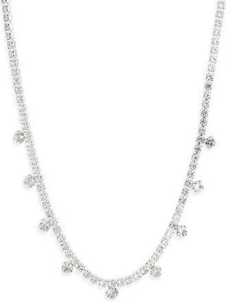 Nordstrom Rack Crystal Drop Tennis Necklace in Clear- Silver at Nordstrom Rack