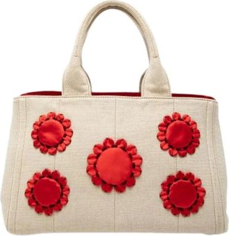 Prada Pre-owned Handbags, female, Beige, Size: ONE SIZE Pre-owned Canvas Tote