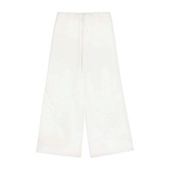 Maison Margiela Broeken, Dames, Wit, S, Polyester, Wijde broek