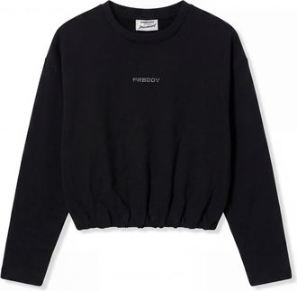 Freddy Felpa Girocollo Cropped Donna in Cotone Delav&eacute;