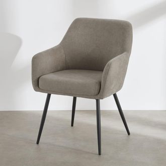 Maisons du monde Sill&oacute;n de comedor de tejido de poli&eacute;ster moka con patas de acero negro